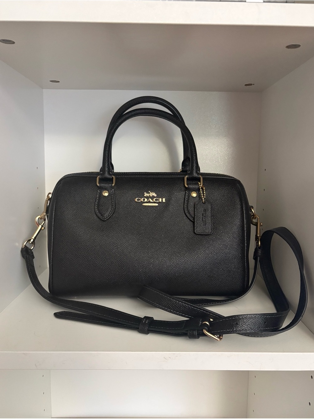 Coach Black Leather Satchel with Gold Hardware